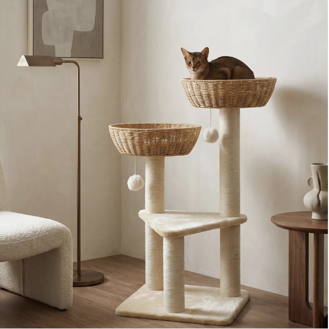 Oscar Rattan Basket Cat Tree