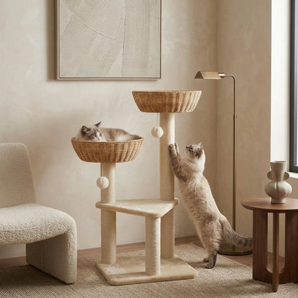 Oscar Rattan Basket Cat Tree