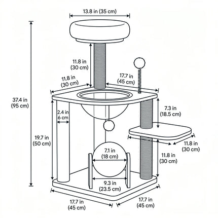 Henry Solid Wood Cat Tree Tower